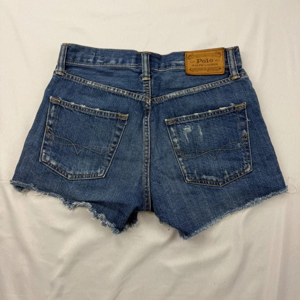 Polo Ralph Lauren Crosby Relaxed Shorts Women 25 Blue Distressed Denim Cutoff
